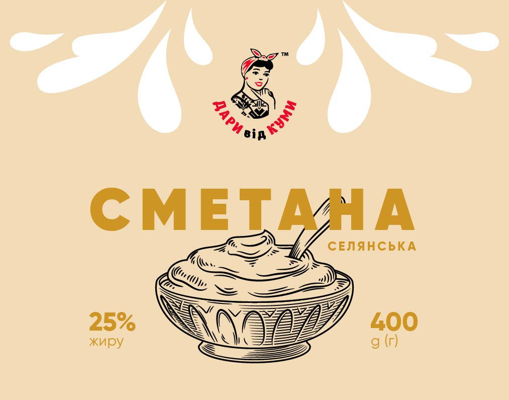 Сметана ДАРИ від КУМИ 25%, 400г, плівка поліетиленова